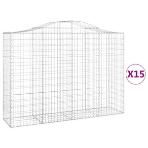 Cesti Gabbioni ad Arco 15 pz 200x50x140/160 cm Ferro Zincato