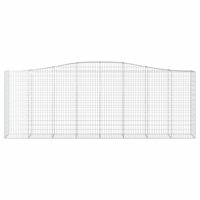 Set 9 cestini per gabbioni recinzione a gabbia muro di contenimento ad arco 400 x 50 x 140/160 cm ferro zincato Argento 02_0041310