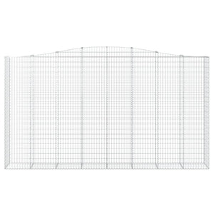 Set 2 cestini per gabbioni recinzione a gabbia muro di contenimento ad arco 400 x 50 x 220/240 cm ferro zincato Argento 02_0041411