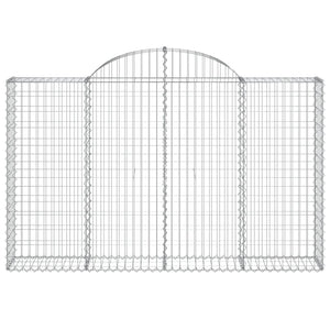 Gabbione cesti ad arco muro di contenimento gabbia recinzione 5 pz 200 x 30 x 120/140 cm ferro zincato Argento 02_0040870