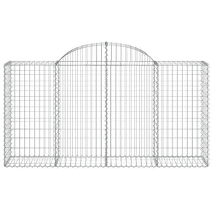 Set 4 cestini per gabbioni recinzione a gabbia muro di contenimento ad arco 200 x 50 x 100/120 cm ferro zincato Argento 02_0041437