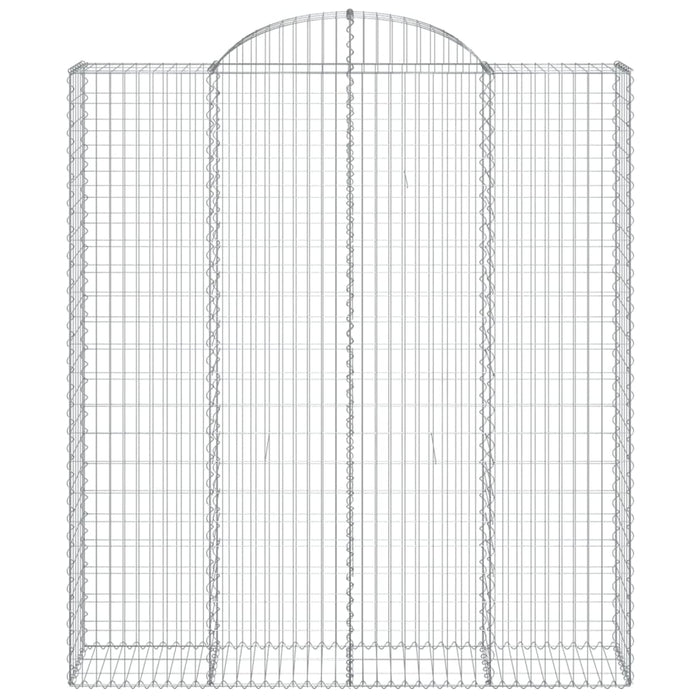 Set di 9 gabbioni recinzione a gabbia muro di contenimento ad arco 200 x 50 x 220/240 cm ferro zincato argento 02_0041267