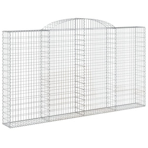 Set 2 cestini per gabbioni recinzione a gabbia muro di contenimento ad arco 300 x 30 x 160/180 cm ferro zincato Argento 02_0041367