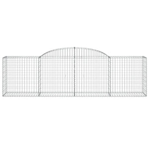 Gabbione cesti ad arco muro di contenimento gabbia recinzione 7 pz 300 x 50 x 80/100 cm ferro zincato Argento 02_0041116