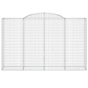 Set 2 cestini per gabbioni recinzione a gabbia muro di contenimento ad arco 300 x 50 x 180/200 cm ferro zincato Argento 02_0041377