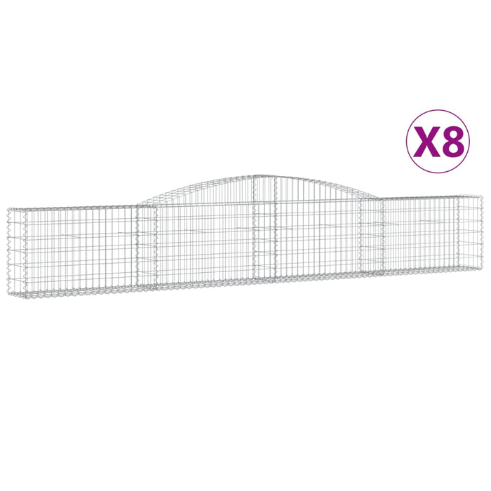 Cesti Gabbioni ad Arco 8 pz 400x30x60/80 cm Ferro Zincatocod mxl 76149