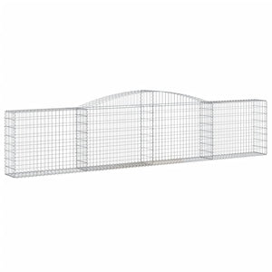 Gabbione cesti ad arco muro di contenimento gabbia recinzione 10 pz 400 x 30 x 80/100 cm ferro zincato Argento 02_0040284