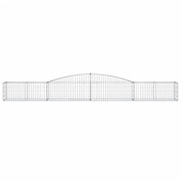 Set 8 cestini per gabbioni recinzione a gabbia muro di contenimento ad arco 400 x 50 x 40/60 cm ferro zincato Argento 02_0041235