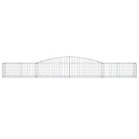 Gabbione cesti ad arco muro di contenimento gabbia recinzione 15 pz 400 x 50 x 40/60 cm ferro zincato Argento 02_0040467