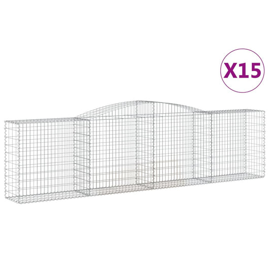 Cesti Gabbioni ad Arco 15 pz 400x50x100/120 cm Ferro Zincato 3147005