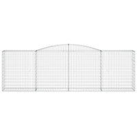 Gabbione cesti ad arco muro di contenimento gabbia recinzione 3 pz 400 x 50 x 120/140 cm ferro zincato Argento 02_0040798