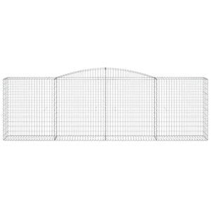 Gabbione cesti ad arco muro di contenimento gabbia recinzione 3 pz 400 x 50 x 120/140 cm ferro zincato Argento 02_0040798