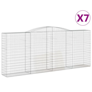Set 7 cestini per gabbioni recinzione a gabbia muro di contenimento ad arco 400 x 50 x 160/180 cm ferro zincato Argento 02_0041140