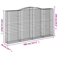 Cesti Gabbioni ad Arco 8 pz 400x50x220/240 cm Ferro Zincato 3147080