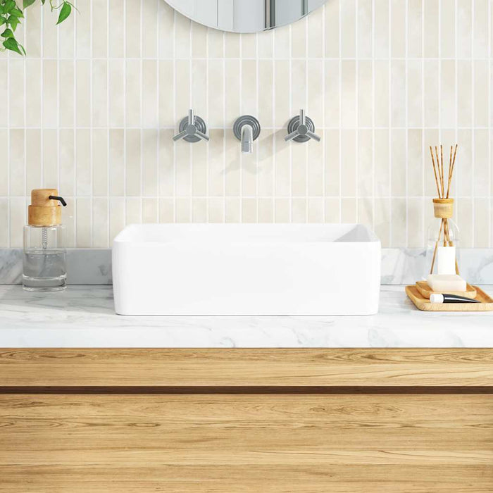 Lavandino-Lavabo-Lavello Bianco 48x37x13 cm in Ceramica Rettangolare