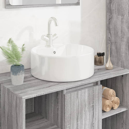 Lavandino-Lavabo-Lavello Bianco 40x14,5 cm in Ceramica Rotondo
