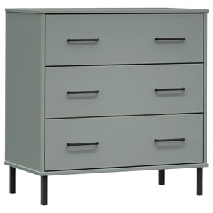Credenza con 3 Cassetti Grigio 77x40x79,5cm Legno Massello OSLO 350980