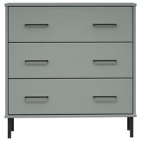 Credenza con 3 Cassetti Grigio 77x40x79,5cm Legno Massello OSLO 350980