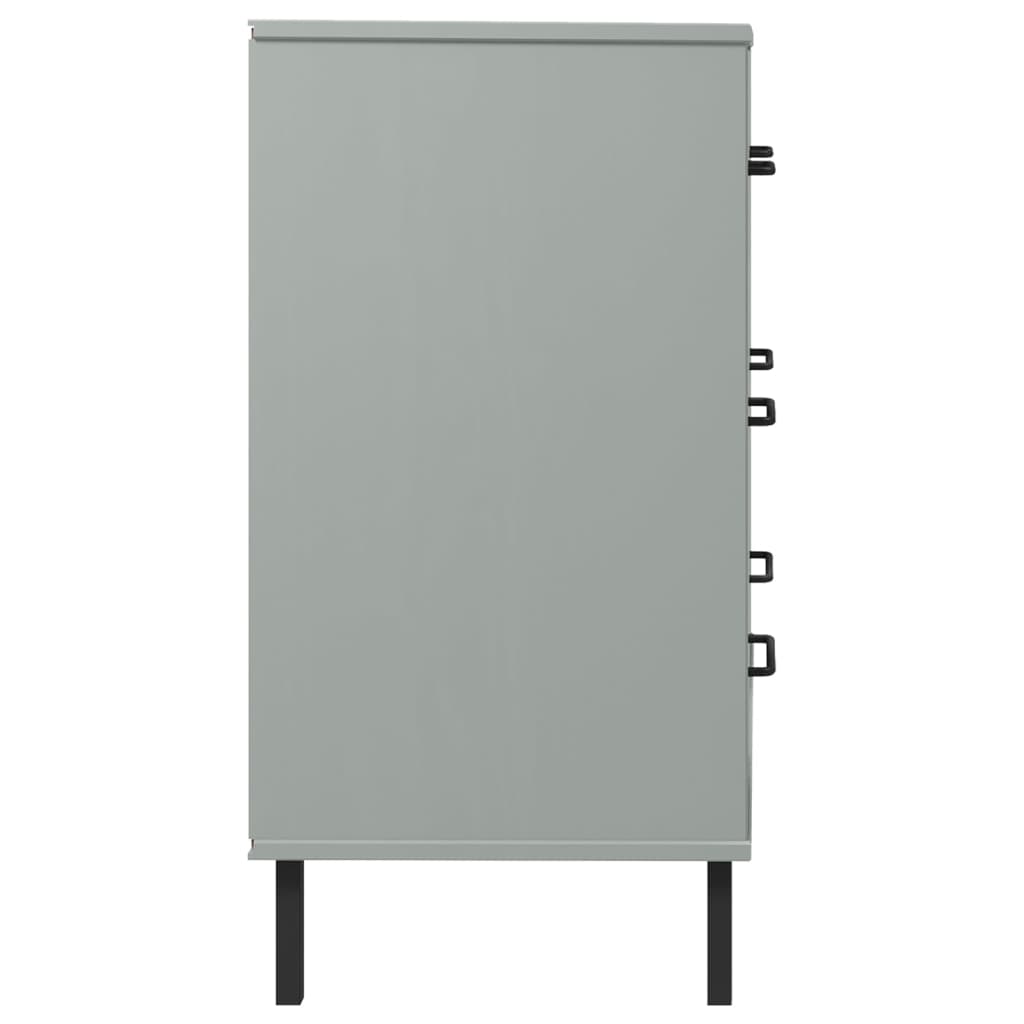 Credenza con 3 Cassetti Grigio 77x40x79,5cm Legno Massello OSLO 350980