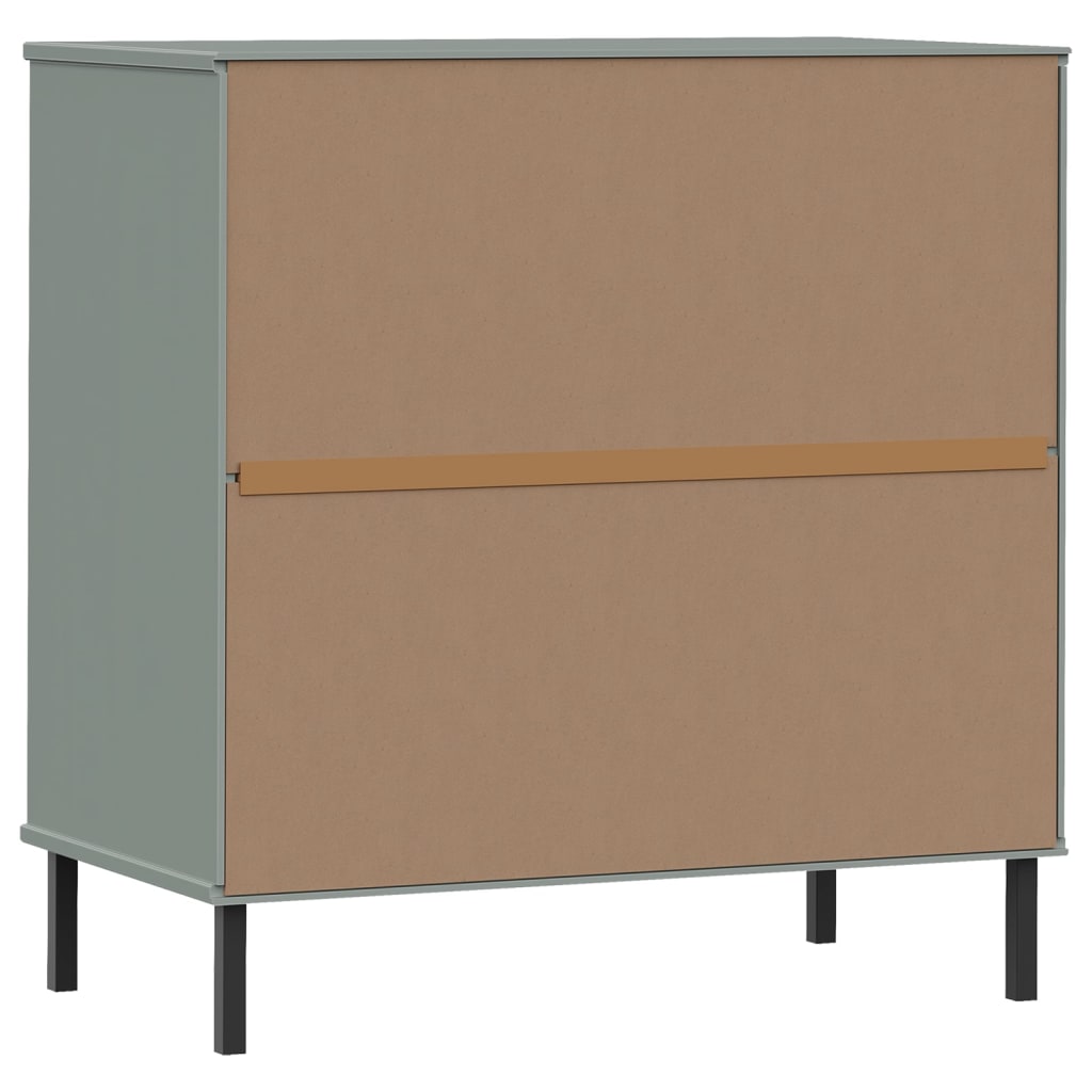 Credenza con 3 Cassetti Grigio 77x40x79,5cm Legno Massello OSLO 350980