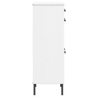 Scarpiera con Gambe Metallo Bianco Legno Massello di Pino OSLO 350984