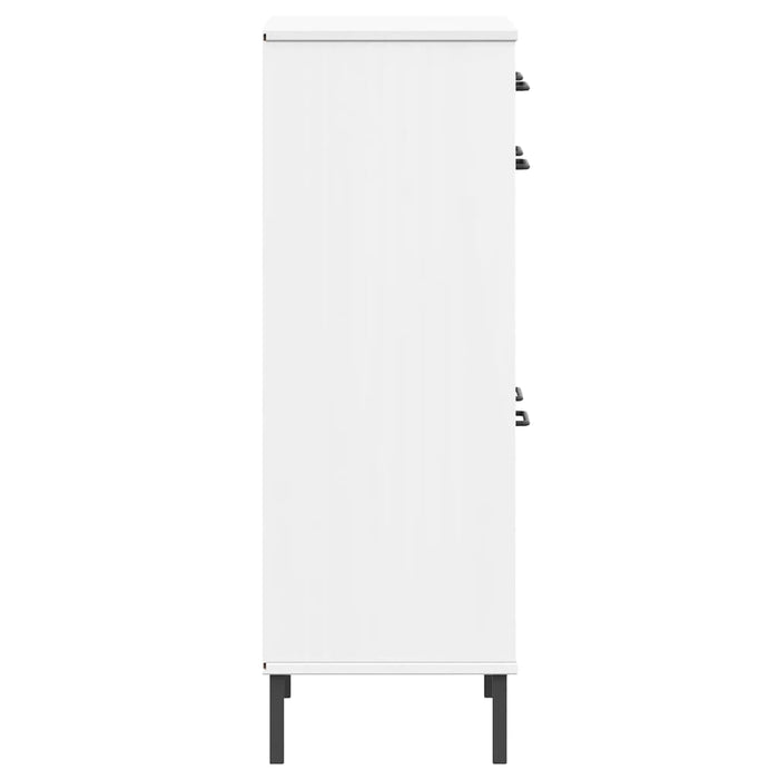 Scarpiera con Gambe Metallo Bianco Legno Massello di Pino OSLO 350984