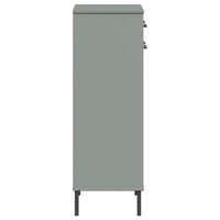 Scarpiera con Gambe Metallo Grigio Legno Massello di Pino OSLO 350986