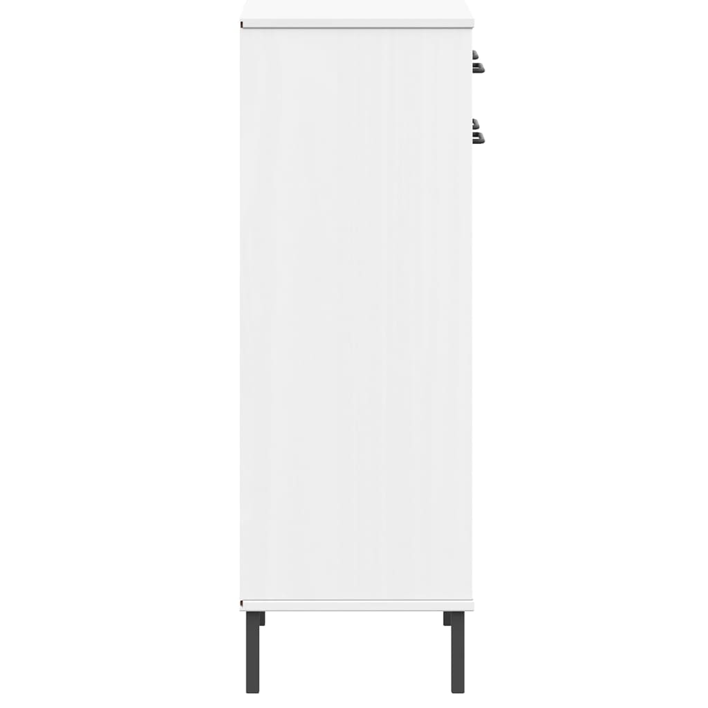 Scarpiera con Gambe Metallo Bianco Legno Massello di Pino OSLO 350987