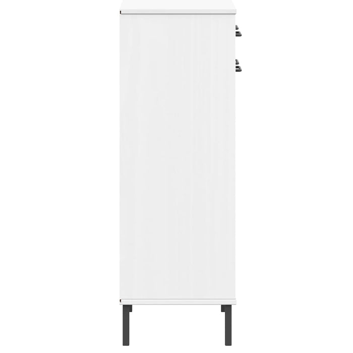 Scarpiera con Gambe Metallo Bianco Legno Massello di Pino OSLO 350987