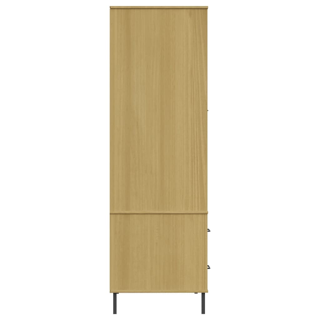 Armadio Gambe Metallo Marrone 90x55x172,5cm Legno Massello OSLO cod mxl 64660