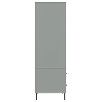 Armadio Gambe Metallo Grigio 90x55x172,5 cm Legno Massello OSLO cod mxl 64664