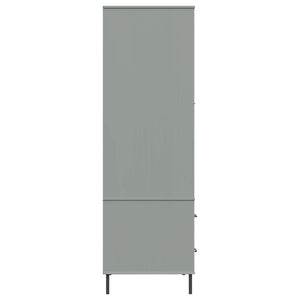 Armadio Gambe Metallo Grigio 90x55x172,5 cm Legno Massello OSLO cod mxl 64664