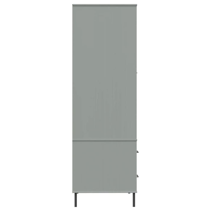 Armadio Gambe Metallo Grigio 90x55x172,5 cm Legno Massello OSLO cod mxl 64664
