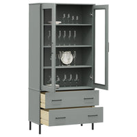 Libreria Gambe Metallo Grigio 85x35x172,5cm Legno Massello OSLO 350992