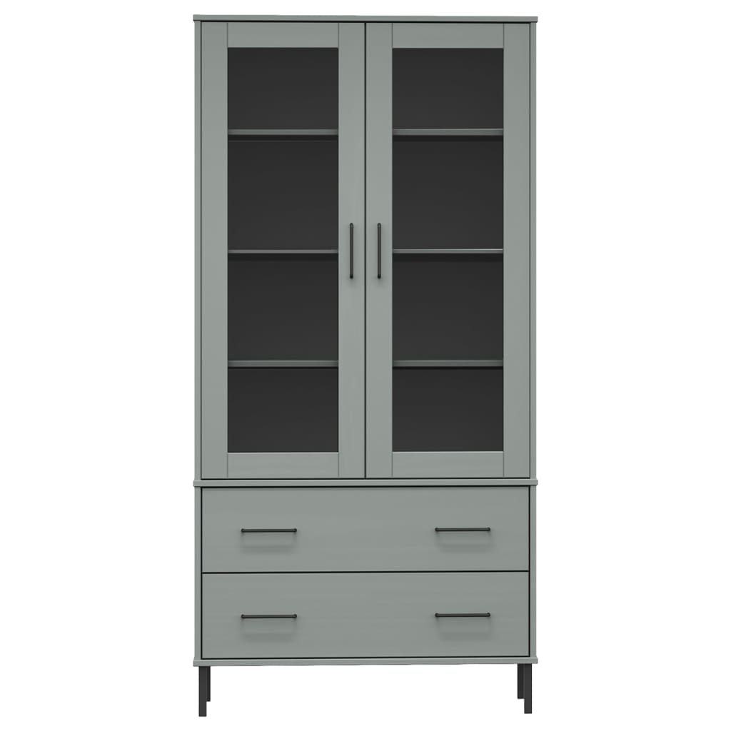 Libreria Gambe Metallo Grigio 85x35x172,5cm Legno Massello OSLO 350992