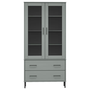 Libreria Gambe Metallo Grigio 85x35x172,5cm Legno Massello OSLO 350992