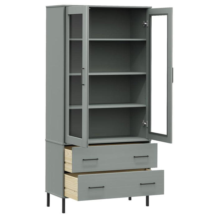 Libreria Gambe Metallo Grigio 85x35x172,5cm Legno Massello OSLO 350992
