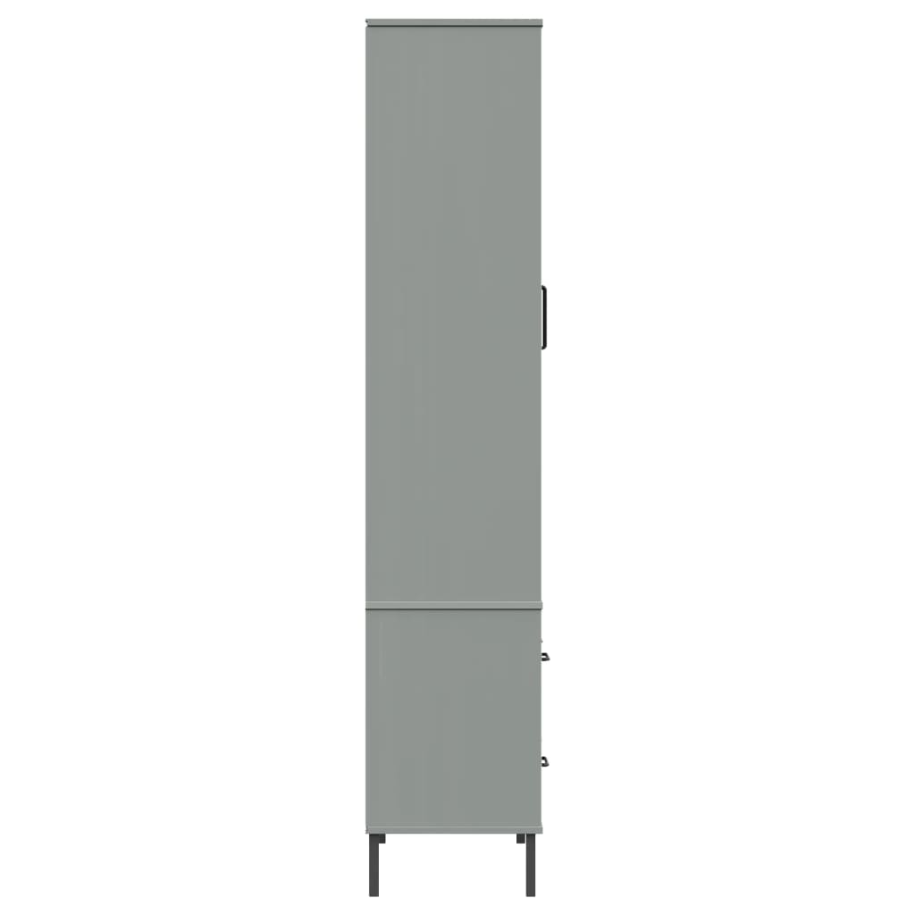 Libreria Gambe Metallo Grigio 85x35x172,5cm Legno Massello OSLO 350992