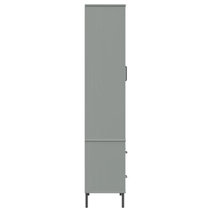 Libreria Gambe Metallo Grigio 85x35x172,5cm Legno Massello OSLO 350992