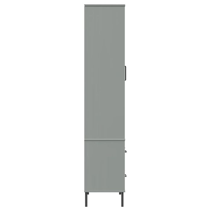 Libreria Gambe Metallo Grigio 85x35x172,5cm Legno Massello OSLO 350992