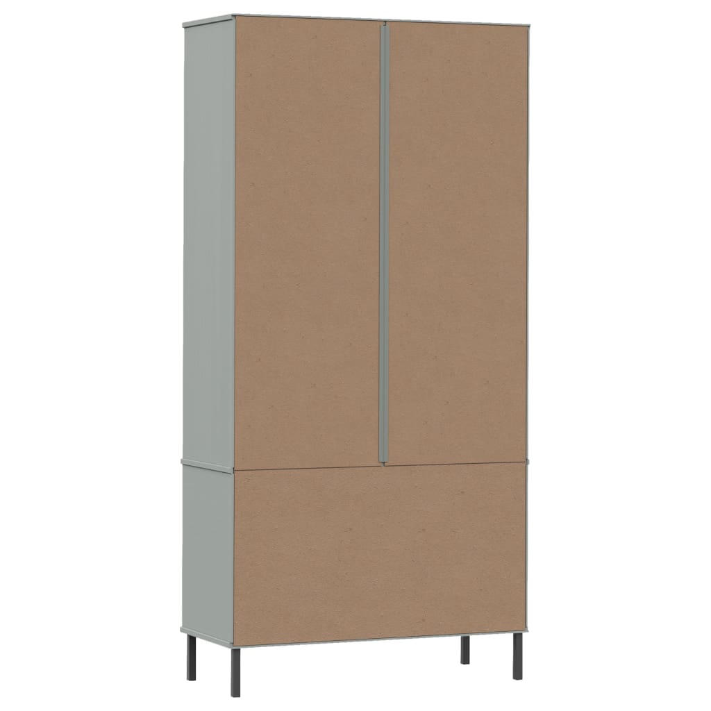 Libreria Gambe Metallo Grigio 85x35x172,5cm Legno Massello OSLO 350992