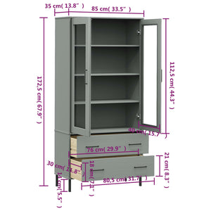 Libreria Gambe Metallo Grigio 85x35x172,5cm Legno Massello OSLO 350992