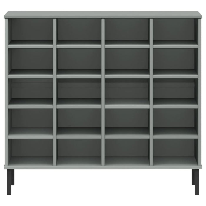 Scarpiera Gambe Metallo Grigio 95x35x86 cm Legno Massello OSLO 350998