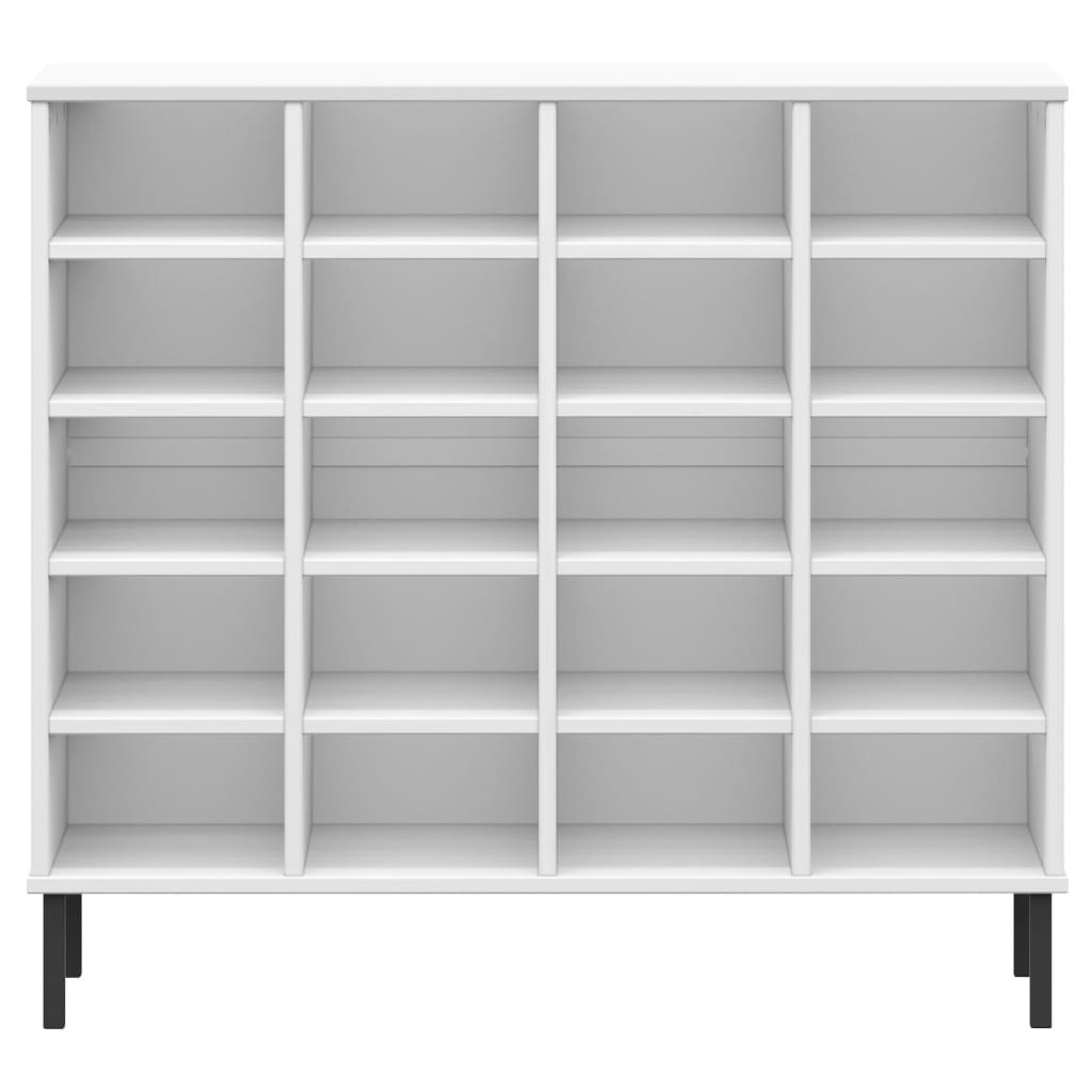 Scarpiera Gambe Metallo Bianco 95x35x86 cm Legno Massello OSLO 350999