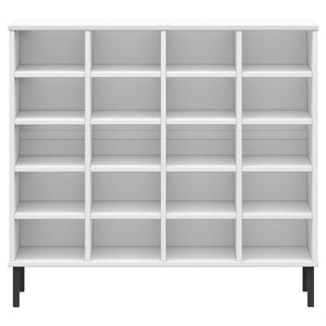 Scarpiera Gambe Metallo Bianco 95x35x86 cm Legno Massello OSLO 350999