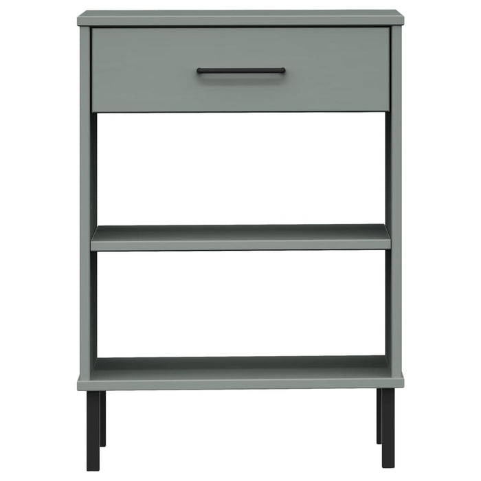 Mobile Consolle Gambe Metallo Grigio Legno Massello Pino OSLO 351001