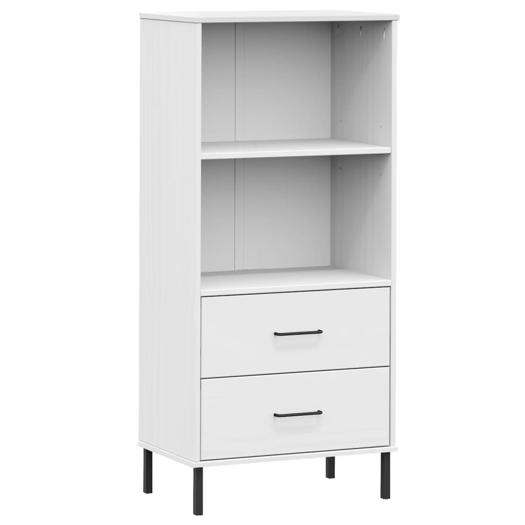 Libreria 2 Cassetti Bianco 60x35x128,5 cm Legno Massello OSLO 351011