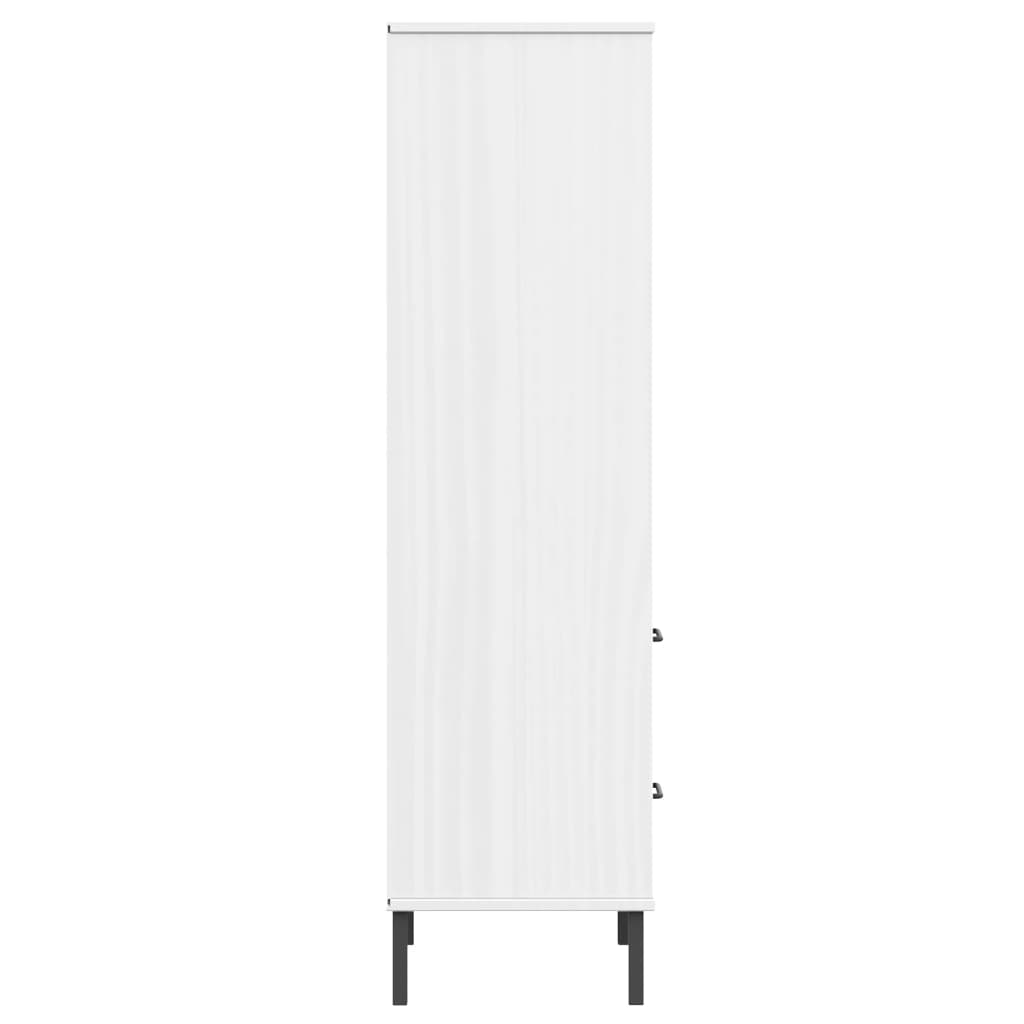Libreria 2 Cassetti Bianco 60x35x128,5 cm Legno Massello OSLO 351011