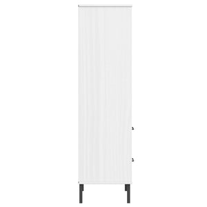 Libreria 2 Cassetti Bianco 60x35x128,5 cm Legno Massello OSLO 351011