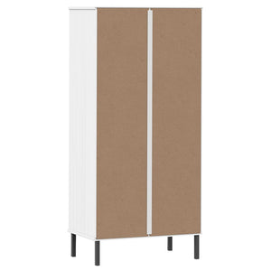 Libreria 2 Cassetti Bianco 60x35x128,5 cm Legno Massello OSLO 351011